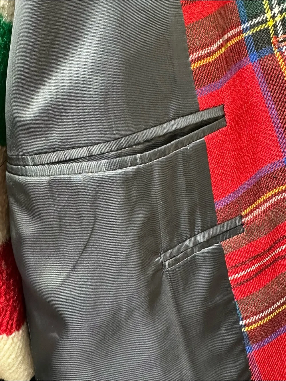 Polo Ralph Lauren Made in Italy Virgin Wool Red Tartan Plaid Blazer 40L